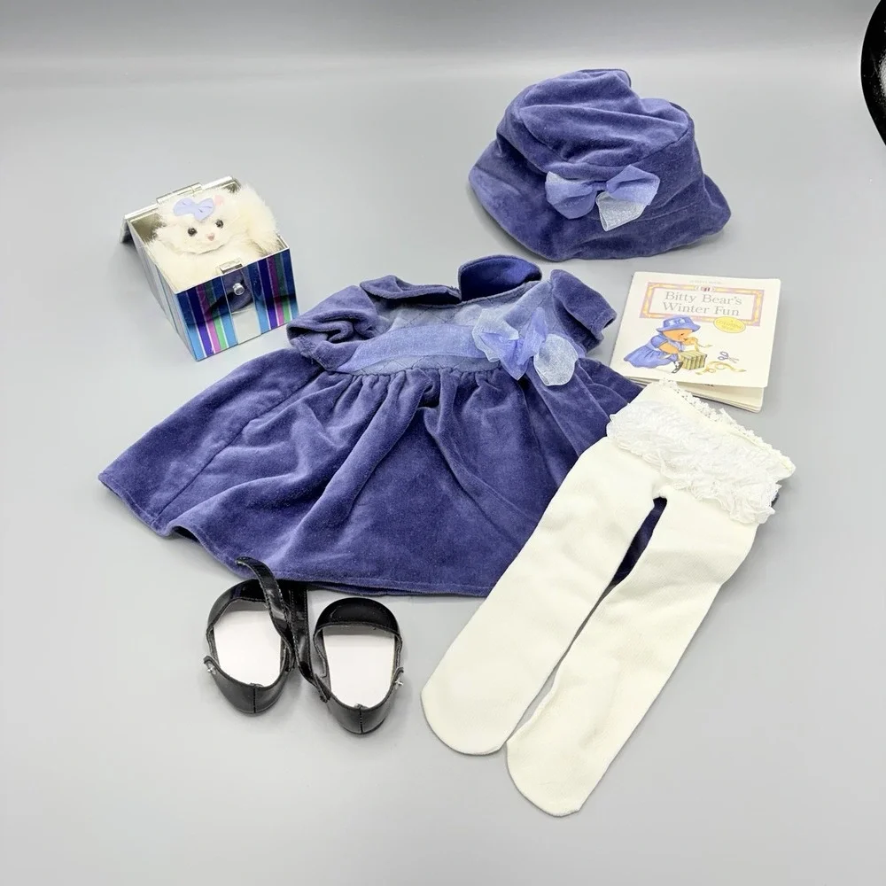 American Girl Bitty Baby Bear Winter Fun Set Book Outfit Shoes